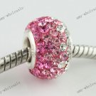 1X Pink Czech Crystal 925 Silver European Big Hole Bead FIt Snake Charm Brecelet