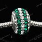Deep Green GrCzech Crystal 925 Silver Big Hole Loose Bead Fit Charm Bracelet