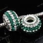 Deep Green GrCzech Crystal 925 Silver Big Hole Loose Bead Fit Charm Bracelet