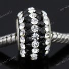 Black Line Czech Crystal 925 Silver Big Hole Loose Bead Fit Charm Bracelet