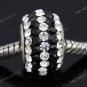 Black Line Czech Crystal 925 Silver Big Hole Loose Bead Fit Charm Bracelet