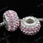 Pink Line Czech Crystal 925 Silver Big Hole Loose Bead Fit Charm Bracelet