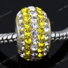 Yellow Czech Crystal 925 Silver European Hole Loose Bead Fit Charm Bracelet