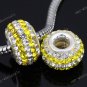 Yellow Czech Crystal 925 Silver European Hole Loose Bead Fit Charm Bracelet
