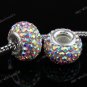 COLORFUL CZECH CRYSTAL AB 925 SILVER EUROPEAN HOLE BEAD FIT CHARM BRACELET