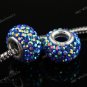 SAPPHIRE CZECH CRYSTAL AB 925 SILVER EUROPEAN HOLE BEAD FIT CHARM BRACELET