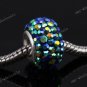 BLACK AB CZECH CRYSTAL AB 925 SILVER EUROPEAN HOLE BEAD FIT CHARM BRACELET