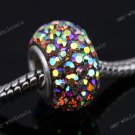 LIGHT GOLDEN CZECH CRYSTAL AB 925 SILVER EUROPEAN HOLE BEAD FIT CHARM BRACELET