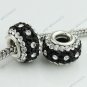 Clear&Black Czech Crystal 925 Silver Big Hole Loose Bead Fit Charm Bracelet