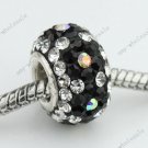 Colorful AB Czech Crystal 925 Silver Big Hole Loose Bead Fit Charm Bracelet