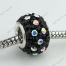Colorful Black Czech Crystal 925 Silver Big Hole Loose Bead Fit Charm Bracelet
