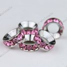 20X Pink Crystal 18 KGP Beads Findings Fit Snake Charm Bracelet WHOLESALE