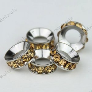 20X Topaz Crystal 18 KGP Beads Findings Fit Snake Charm Bracelet WHOLESALE