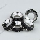 20X Black Crystal 18 KGP Beads Findings Fit Snake Charm Bracelet WHOLESALE