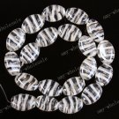 CLEAR LAMPWORK GLASS OVAL STRIPE LOOSE BEADS 20PCS