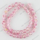 8MM PINK LAMPWORK GLASS ROUND LOOSE BEADS 14"L HOT