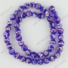 8MM BLUE LAMPWORK GLASS ROUND LOOSE BEADS 14"L HOT