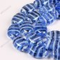NICE BLUE LAMPWORK GLASS OVAL STRIPE LOOSE BEADS 20PCS