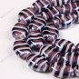 PURPLE LAMPWORK GLASS OVAL STRIPE LOOSE BEADS 20PCS