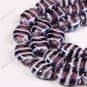 PURPLE LAMPWORK GLASS OVAL STRIPE LOOSE BEADS 20PCS