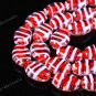 RED LAMPWORK GLASS OVAL STRIPE LOOSE BEADS 20PCS