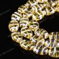 YELLOW LAMPWORK GLASS OVAL STRIPE LOOSE BEADS 20PCS