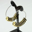 Black Fashion Spacer Loose Beads Finding Brass Hook Circle Hoop Earring 40mm