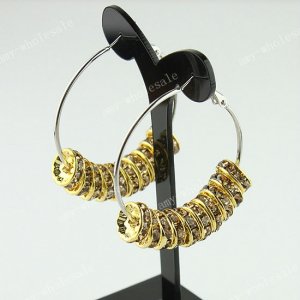 Light Golden New Spacer Loose Beads Finding Brass Hook Circle Hoop Earring 40mm
