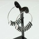 Black European Spacer Loose Beads Findings Brass Hook Circle Hoop Earrings 40mm