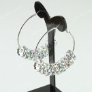 Clear AB Spacer Loose Beads Findings Brass Hook Circle Hoop Earrings 40mm