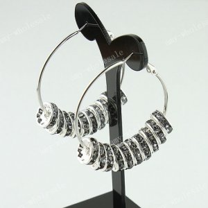 Gray European Spacer Loose Beads Findings Brass Hook Circle Hoop Earrings 40mm