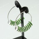 Light Green Spacer Loose Beads Findings Brass Hook Circle Hoop Earrings 40mm