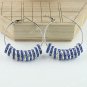 Light Blue Spacer Loose Beads Findings Brass Hook Circle Hoop Earrings 40mm