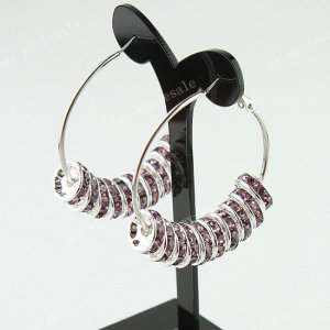 Light Purple Spacer Loose Beads Findings Brass Hook Circle Hoop Earrings 40mm