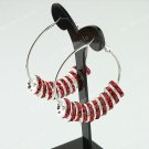 Red European Spacer Loose Beads Findings Brass Hook Circle Hoop Earring 40mm