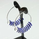 Blue Fashion Spacer Loose Beads Findings Brass Hook Circle Hoop Earring 40mm