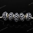 10x Black Crystal Resin Big Charm Loose Beads Findings Fit Charm Bracelet