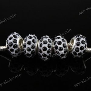 10x Black Crystal Resin Big Charm Loose Beads Findings Fit Charm Bracelet
