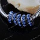 10x Light Blue European Rhinestone Spacer Loose Beads Findings Fit Bracelet