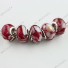 5X RED SHELL RESIN EUROPEAN  BEADS FIT BRACELET 9X14MM