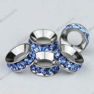 100X Light Blue  Crystal 18 KGP Loose  Beads Fit Snake Charm Bracelet WHOLESALE