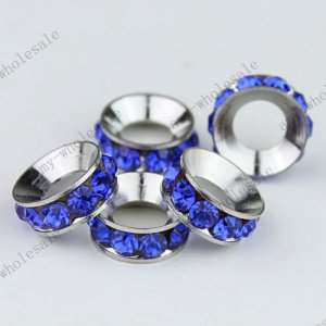 100X Blue Crystal 18 KGP Loose  Beads Fit Snake Charm Bracelet WHOLESALE