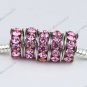 100X Pink Crystal 18 KGP European Beads Fit Snake Charm Bracelet WHOLESALE