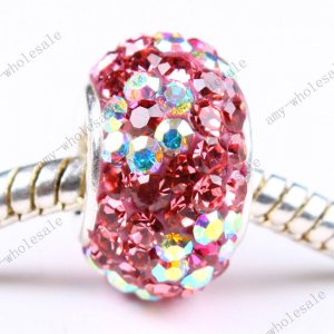 925 SILVER CZECH CRYSTAL ROSE BEADS FIT BRACELET