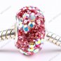 925 SILVER CZECH CRYSTAL ROSE BEADS FIT BRACELET