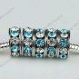 50X Clear&Royal Blue Crystal 18 KGP Big Hole Beads Fit Charm Bracelet WHOLESALE
