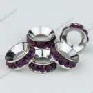 50X Magenta Crystal 18 KGP Big Hole Beads Fit Snake Charm Bracelet WHOLESALE
