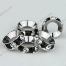 50X Clear&Black Crystal 18KGP Hole Beads Fit Snake Charm Bracelet WHOLESALE