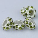 OLIVE CRYSTAL SILVER SPACER BEADS FIT BRACELET 100PCS
