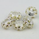 100pcs LIGHT YELLOW CRYSTAL SILVER  BEADS WHOLESALE
